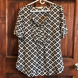 Ivory and white Aztec top